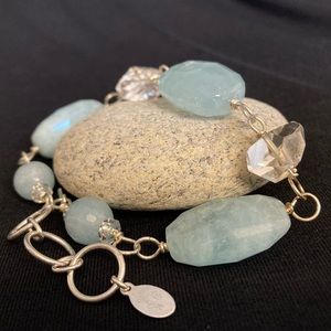 Deb Guyot Milky Aquamarine and Herkimer Bracelet